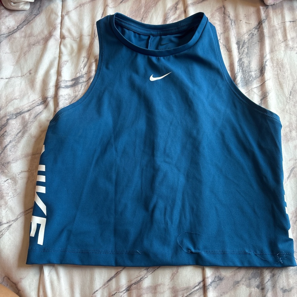 Nike Teal Crop Top with White Logo